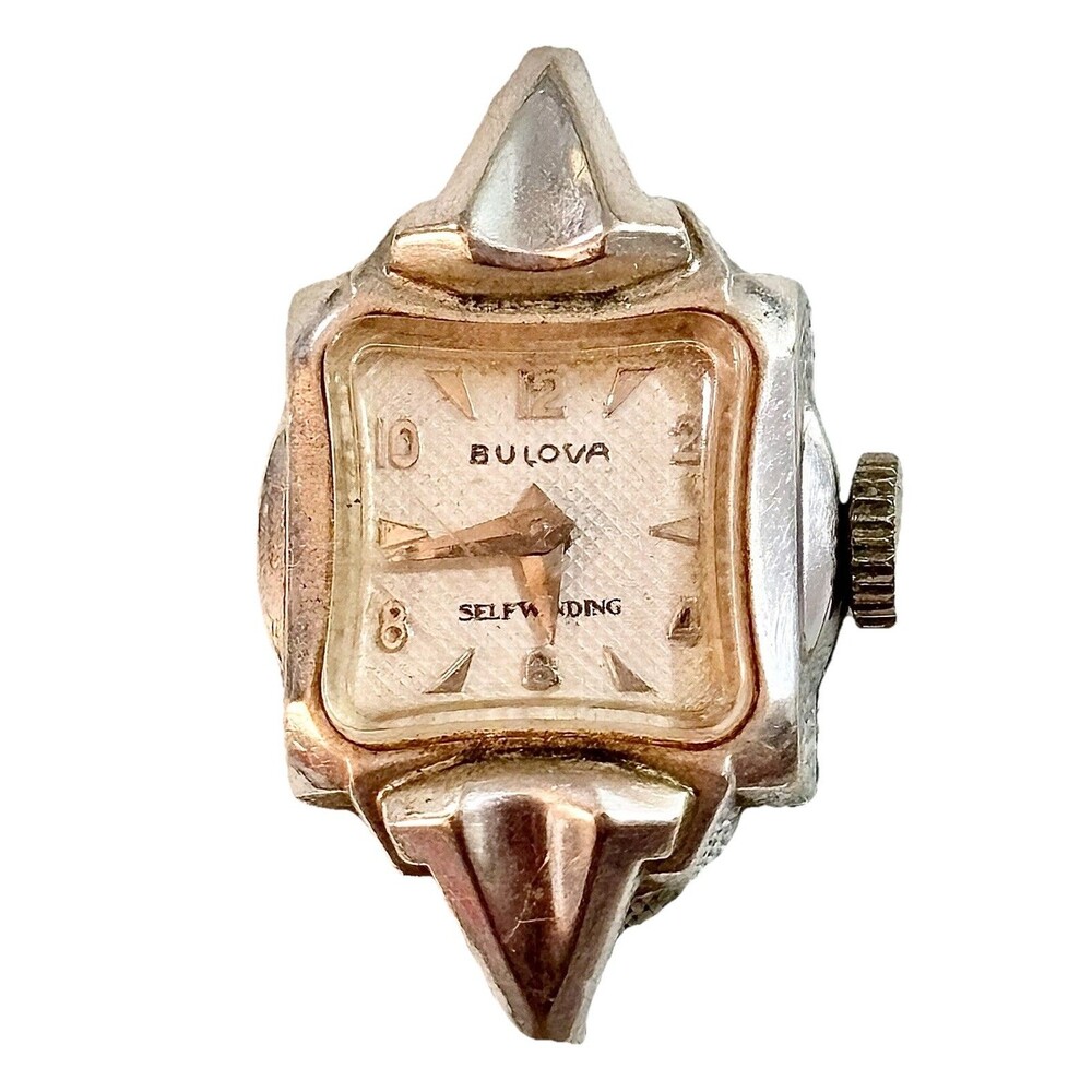 Vintage Bulova Self Winding Ladies Watch 10K Gold Filled Head Only Parts Repair